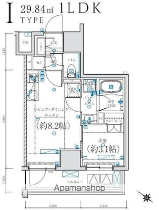 ＬＥＸＥ　横濱関内[1LDK/29.84m2]の間取図