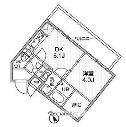 ルネサンスコート桜新町[1DK/25.65m2]の間取図