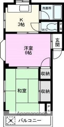 松川マンション[2K/33.51m2]の間取図