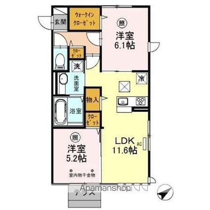 プルメリア[2LDK/55.33m2]の間取図
