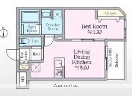 アイルグランデ赤羽[1LDK/34.14m2]の間取図