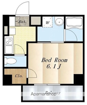 ルフレイムーブル立川[1K/23.05m2]の間取図
