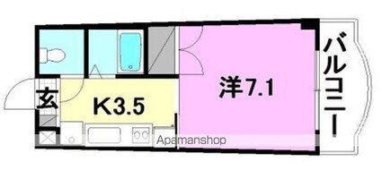 レディアント・チャハル２[1K/24m2]の間取図