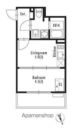 ＧＲＡＮＰＡＳＥＯ市谷仲之町[1DK/24.1m2]の間取図