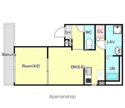 ＹＵＲＩＯＮ蘇我[1DK/26.5m2]の間取図