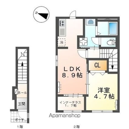 アンジー[1LDK/42.34m2]の間取図