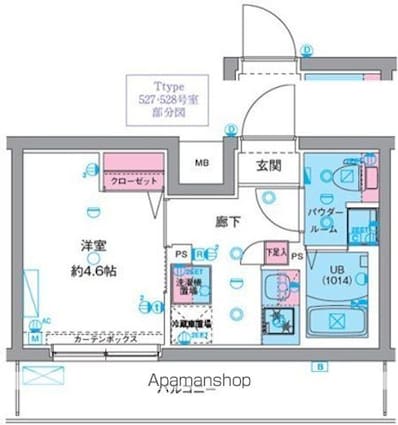 ＧＥＮＯＶＩＡ天王台[1K/20.52m2]の間取図