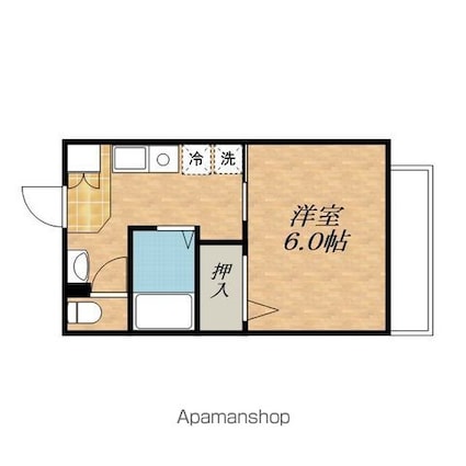 コモド　Ⅰ・Ⅱ[1K/21m2]の間取図
