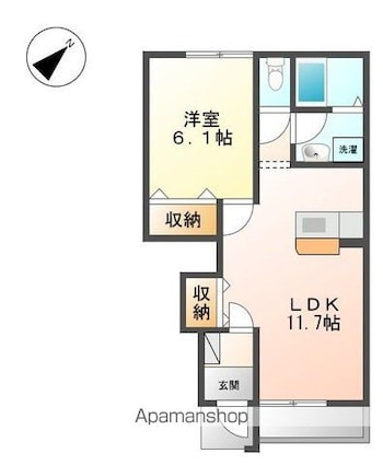 城畔１８２５[1LDK/43.9m2]の間取図