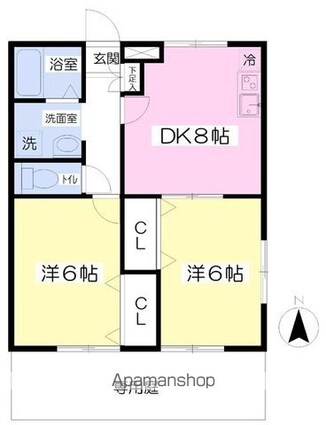 センティアムＭ２[2DK/46.37m2]の間取図