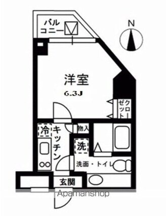 レジディア中野[1K/20.43m2]の間取図