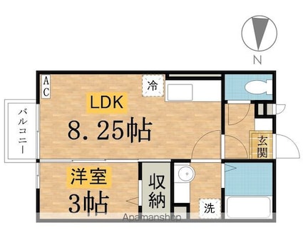 ロワジールⅢ[1LDK/29.25m2]の間取図
