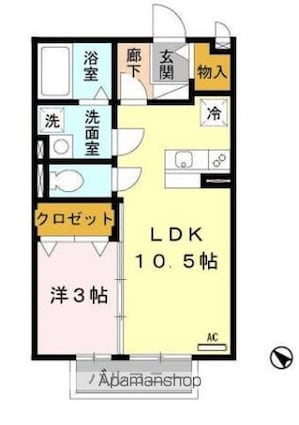 ＥＡＳＴ　ＮＯＮＡＭＩ　八番館[1LDK/33.61m2]の間取図