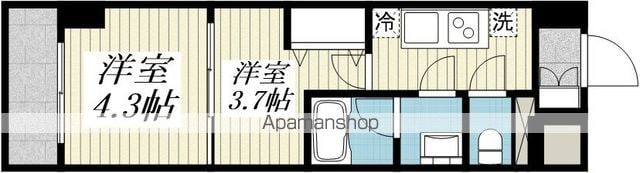 クレイシア立川[2K/25.6m2]の間取図