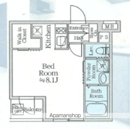 アイルプレミアム月島ドゥーエ[1R/25.66m2]の間取図