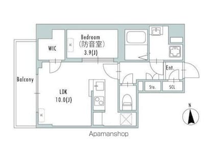 ＧＲＡＮ　ＰＡＳＥＯ上野御徒町[1LDK/38.73m2]の間取図