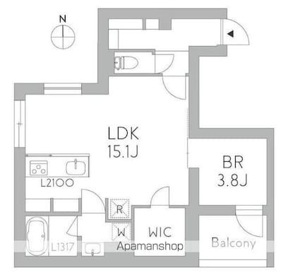ＧｒａｎＤｕｏ　Ｃｈｉｔｏｓｅｋａｒａｓｕｙａｍａ[1LDK/45.85m2]の間取図