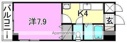 ラディｙａｍａｍｏｔｏ[1K/25.32m2]の間取図