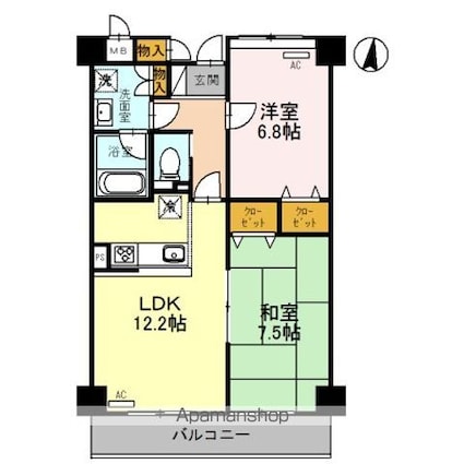 ＥＡＳＴ　ＶＩＬＬＡＧＥ　２００１[2LDK/62.38m2]の間取図