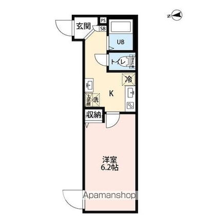 エクセラン松戸Ⅱ[1K/21.83m2]の間取図