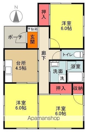 泉玉露一戸建て[3K/55.48m2]の間取図