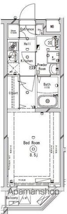 東京都練馬区南田中４丁目[1K/25.39m2]の間取図