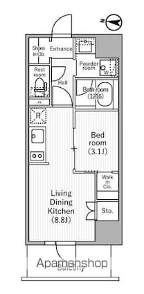 ｎｉｄｏ　ＭＩＮＯＷＡ[1LDK/35.2m2]の間取図
