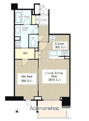 東京都世田谷区用賀１丁目[1LDK/51.54m2]の間取図