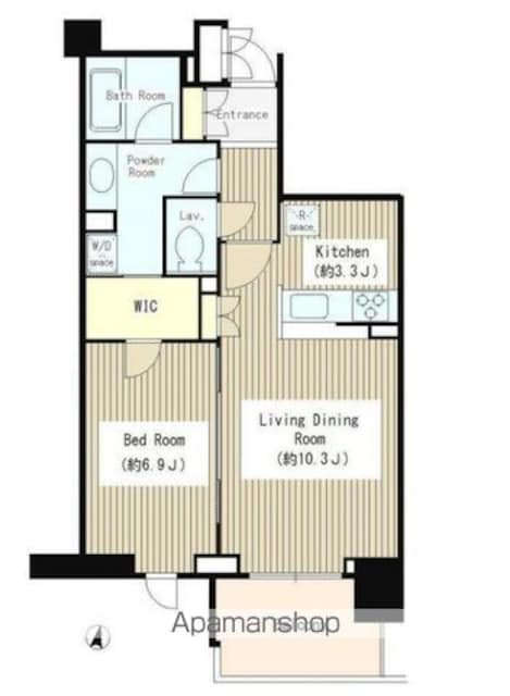東京都世田谷区用賀１丁目[1LDK/51.54m2]の間取図