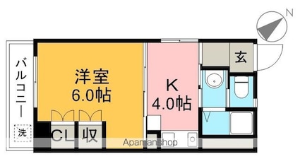 コスモハイツ高須２Ｃ[1K/23.33m2]の間取図