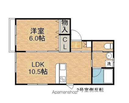 タウンヒルズ高松[1LDK/39.81m2]の間取図