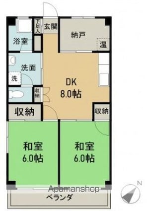 山陽コーポ[2DK/49.5m2]の間取図