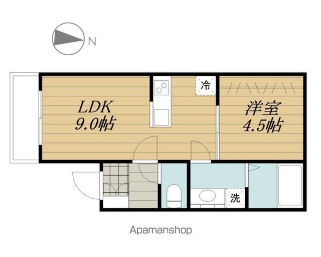 レネットメルル立川[1LDK/31.05m2]の間取図