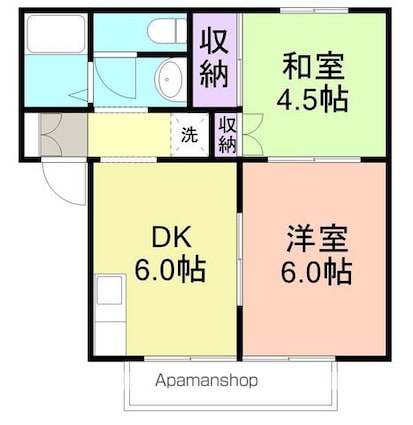 セジュール宇須[2DK/36.92m2]の間取図