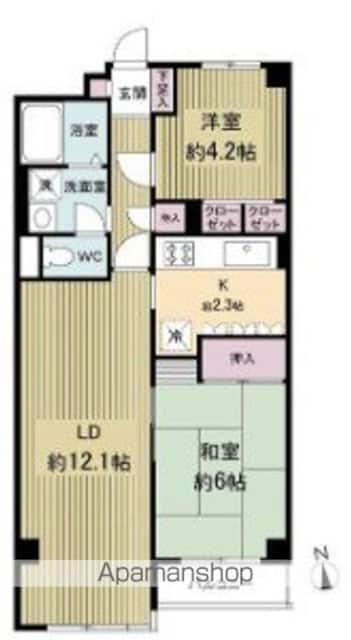 東京都小金井市貫井北町１丁目[2LDK/59.23m2]の間取図