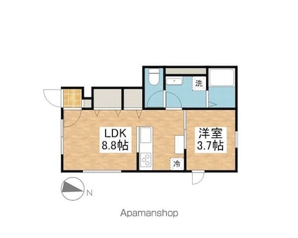 ＧＡＬＬＥＲＹ　ＨＯＵＳＥ　衣山　Ａ[1LDK/31.48m2]の間取図