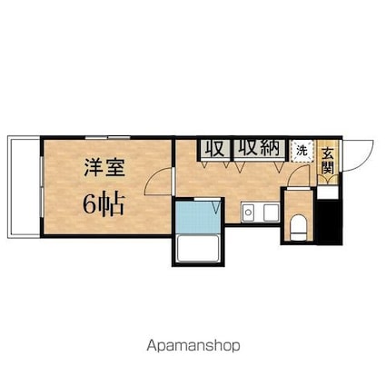 アドニスウエスト[1K/21.84m2]の間取図