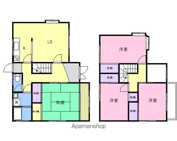 山陰本線 直江駅 徒歩21分 2階建 築38年の間取り写真
