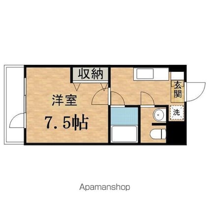 サザンヒル[1K/21m2]の間取図