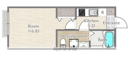 アメリカンリバティー若宮[1K/22.12m2]の間取図
