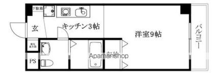 カローラ樽味[1K/27.2m2]の間取図