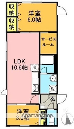 東京都杉並区和泉３丁目[2SLDK/46.44m2]の間取図