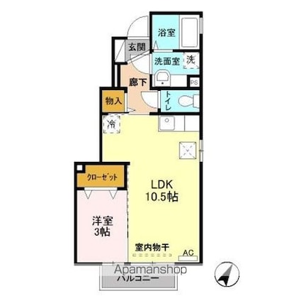 ヴィラ・アザレア　Ｂ[1LDK/34.48m2]の間取図