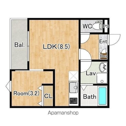 ジーメゾン八千代エスト[1LDK/30.01m2]の間取図