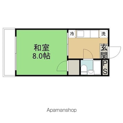 シャルム小野[1K/26.4m2]の間取図