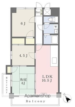 ジュネスＫＵＢＯＴＡⅠ[3LDK/64.2m2]の間取図