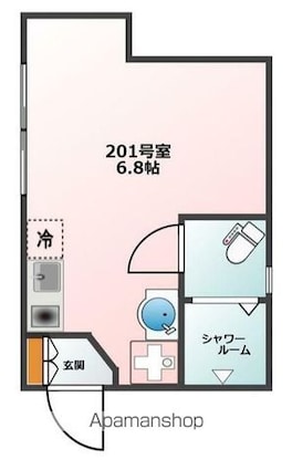 Ｇｌａｎｚ東新宿[1R/13.51m2]の間取図