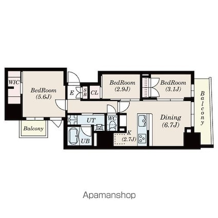 ＳーＲＥＳＩＤＥＮＣＥ日本橋馬喰町Ａｅｒｅ[3SDK/52.73m2]の間取図