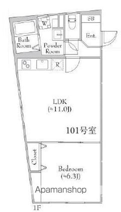 東京都杉並区和泉１丁目[1LDK/39.47m2]の間取図