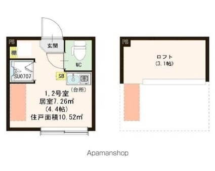 フランチェスカ[1R/10.52m2]の間取図